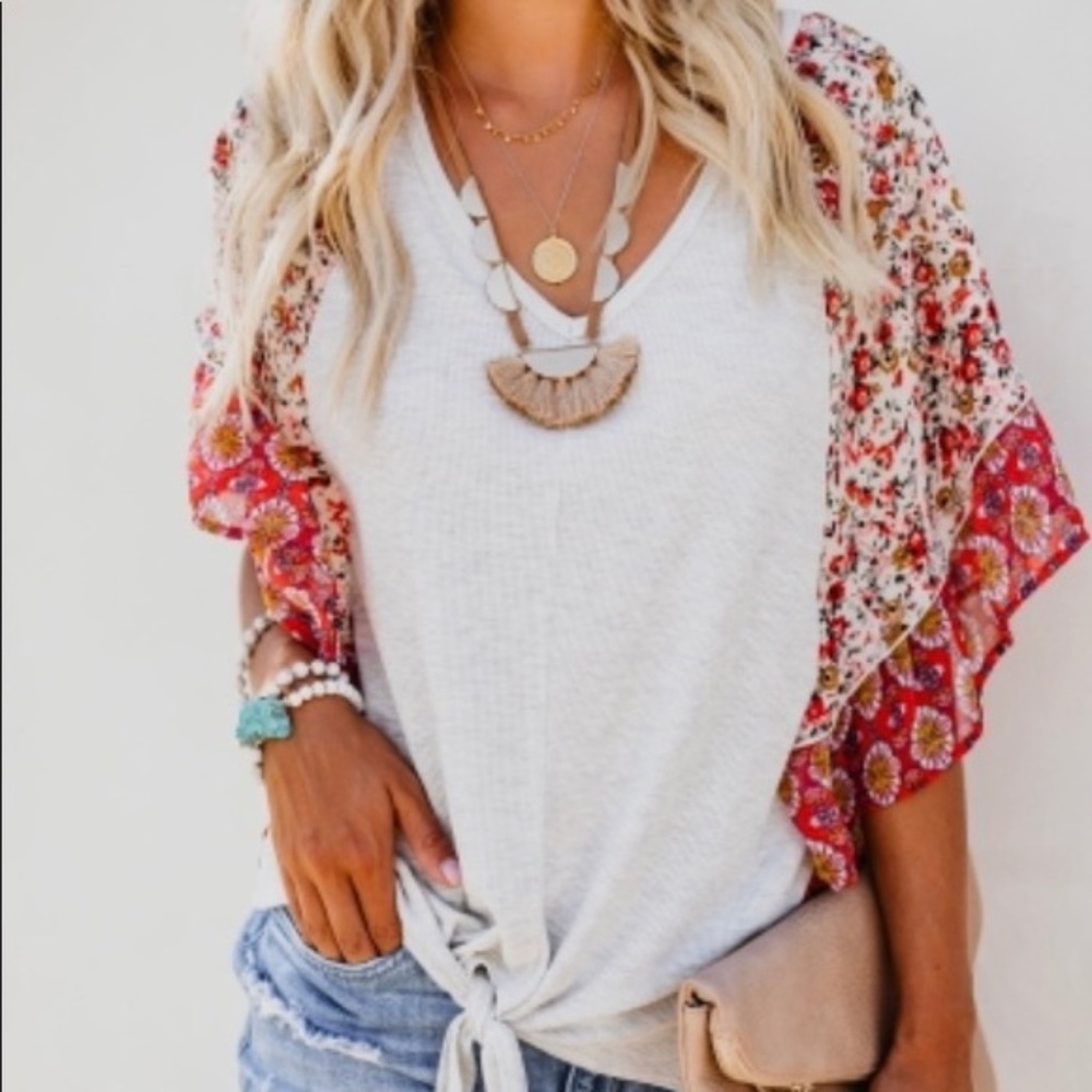 Vici Orchard Blossom Thermal Tie Top SM